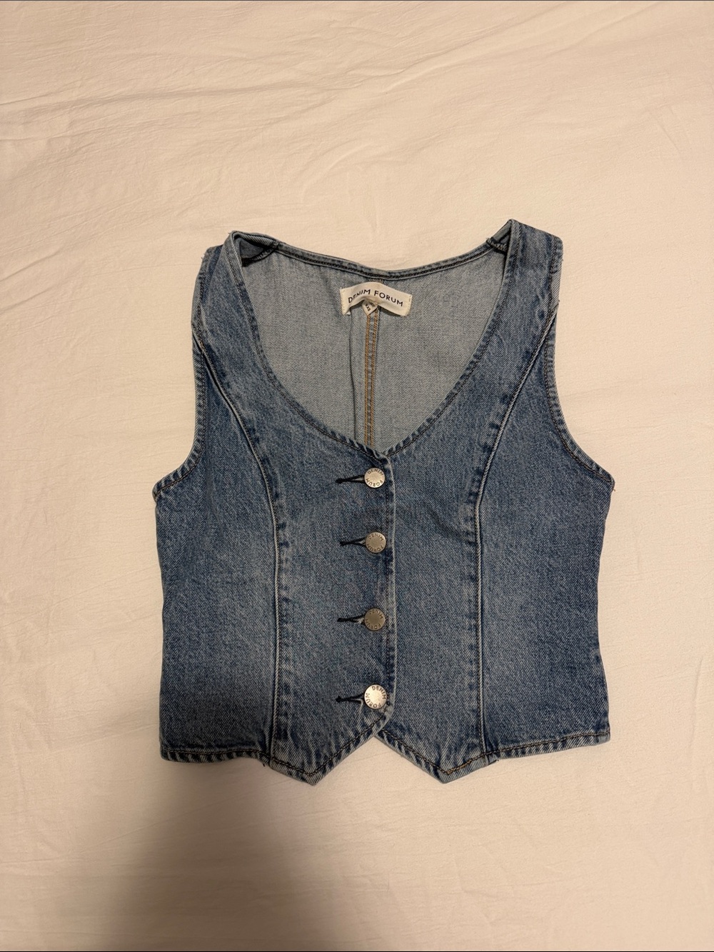 Aritzia Denim Button-Front Vest in Blue